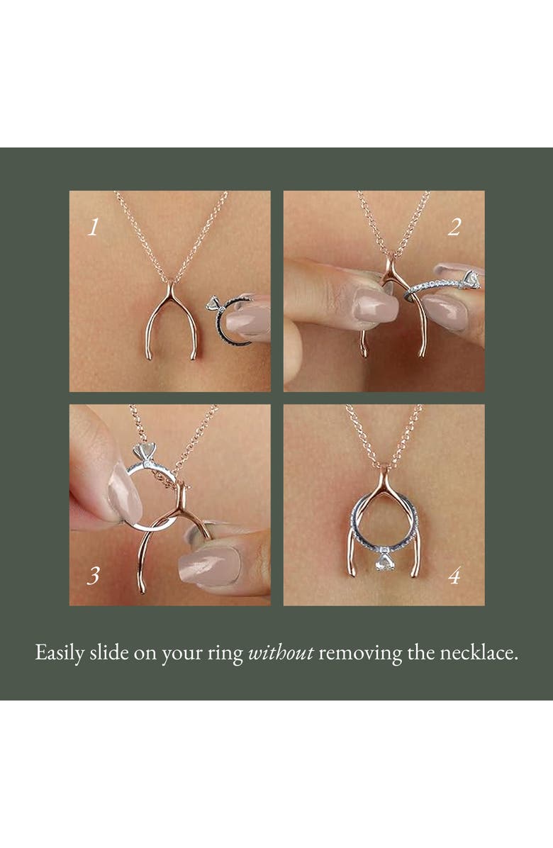 Emily C Original Wishbone Ring Holder Necklace, Stainless Steel Wedding & Engagement Ring Keeper, Gender Inclusive, Alternate, color, Rosegold