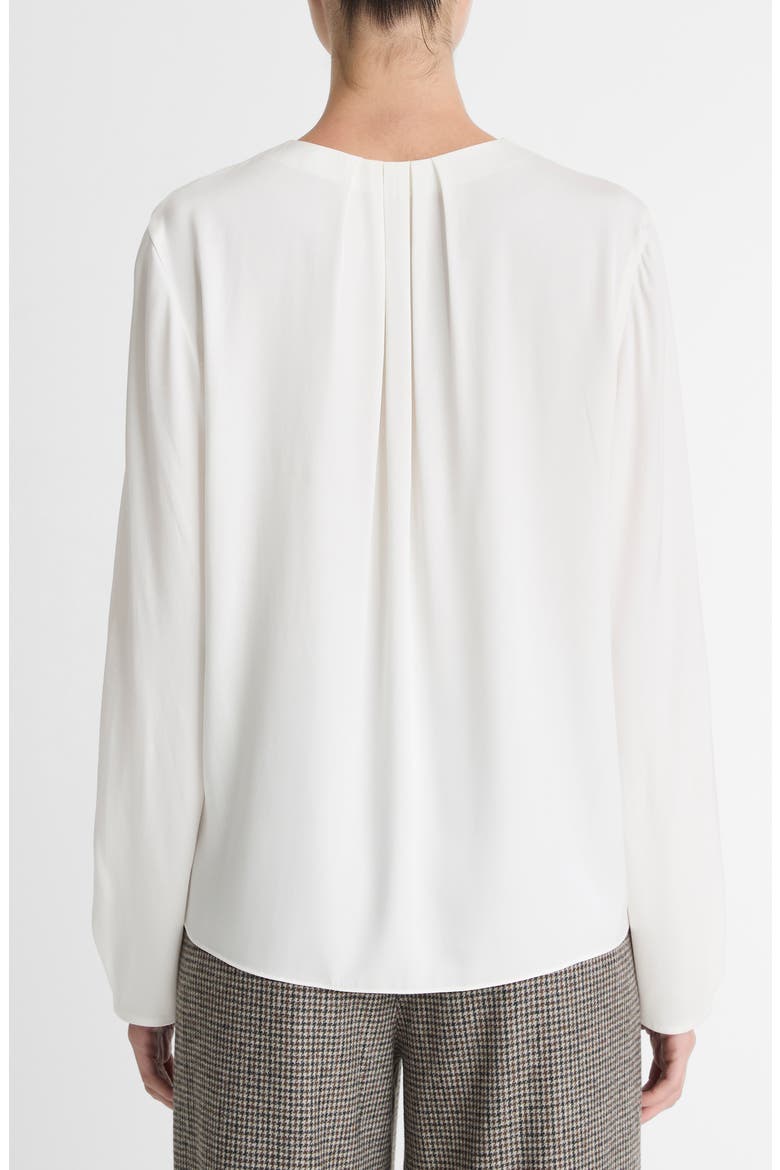 Pleated Neck Silk Blend Top, Alternate, color, OFF WHITE