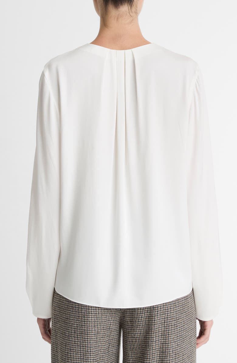 Vince Pleated Neck Silk Blend Top, Alternate, color, Off White