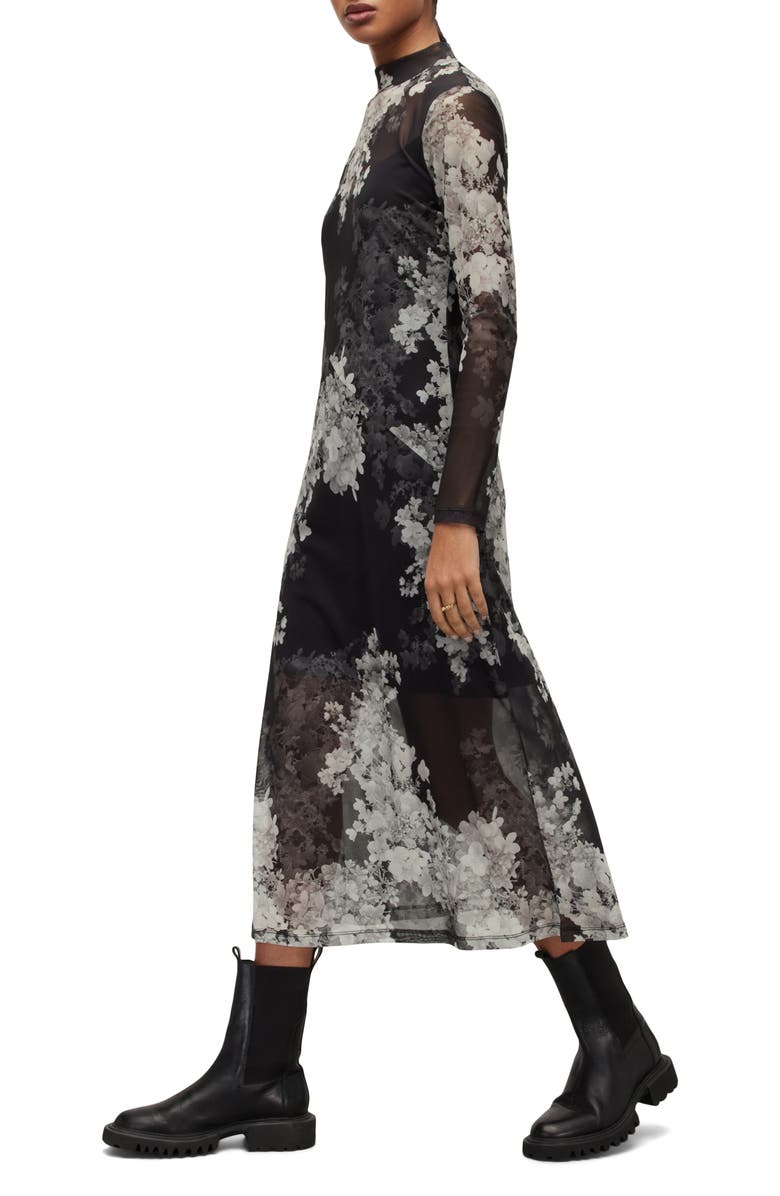 AllSaints Hanna Venetia Long Sleeve Midi Dress, Alternate, color, 