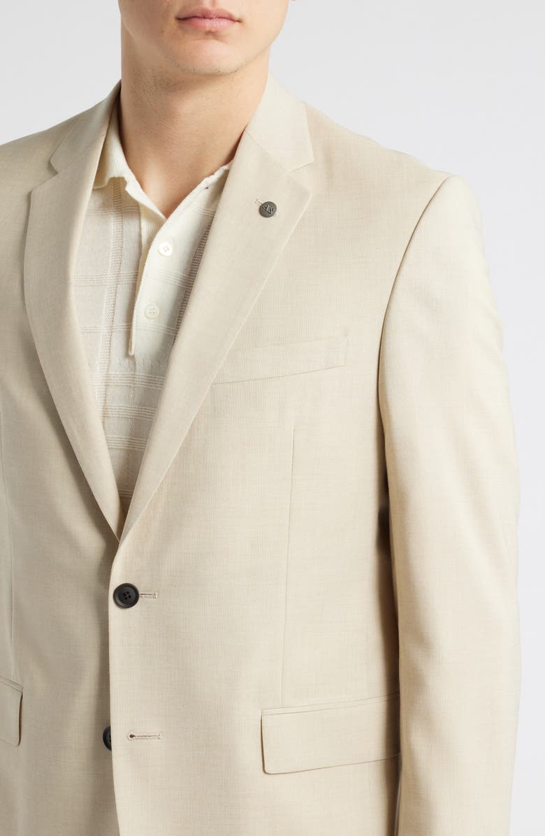 AllSaints Ross Slim Fit Solid Tan Wool Blend Suit, Alternate, color, Sand