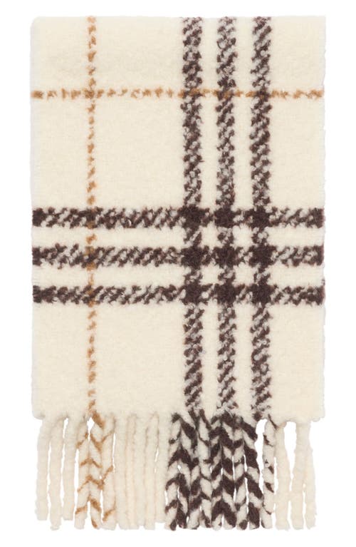 Burberry Check Alpaca & Wool Blend Bouclé Fringe Scarf In Neutral