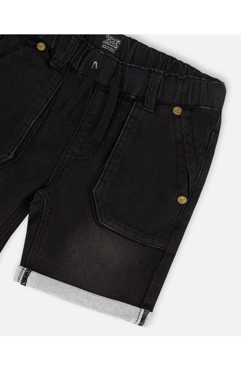 Deux par Deux Little Boy's French Terry Denim Short Black Jeans, Alternate, color,