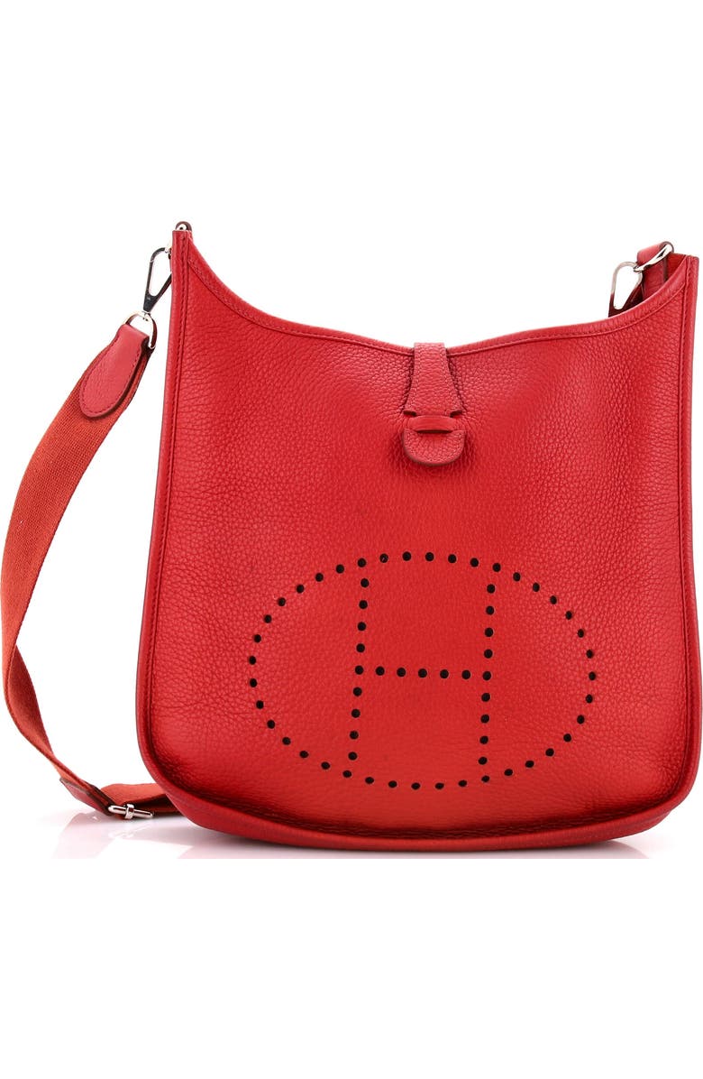 Pre-Owned Hermes Evelyne Bag Gen III Clemence PM, Main, color, Rouge Garance