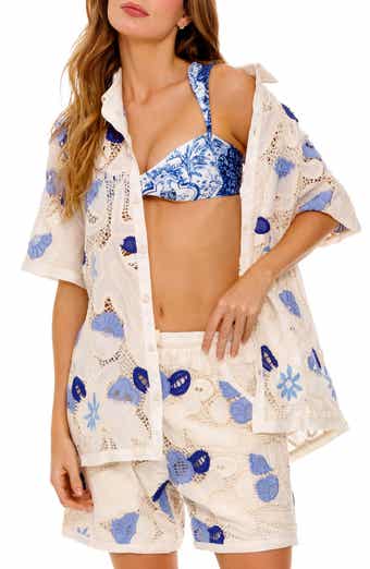 Agua Bendita Jared Tales Open Knit Cover-Up Button-Up Shirt