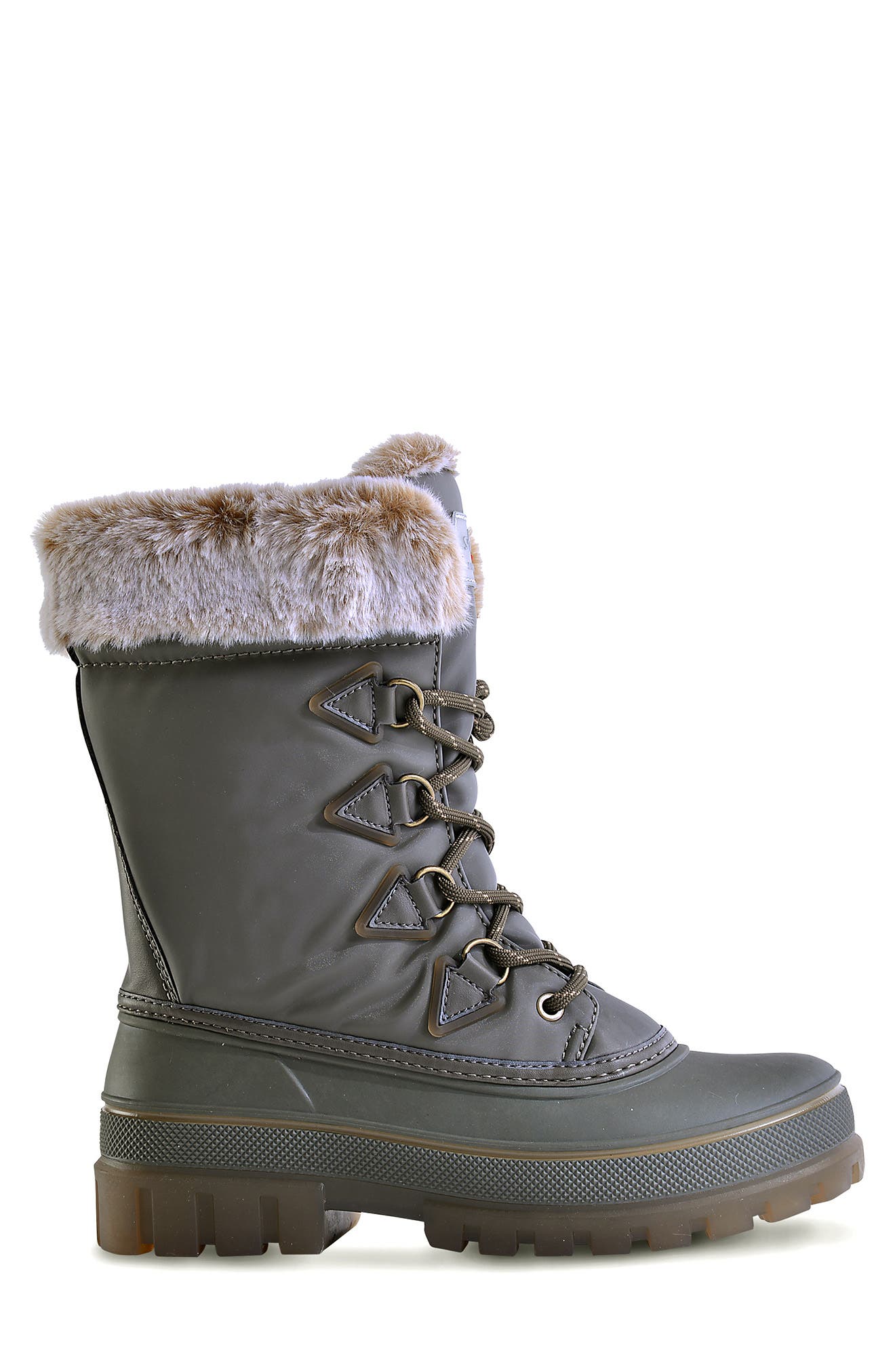 Footwear Grange Faux Fur Cuffed Boot, Alternate, color, DK OLIVE