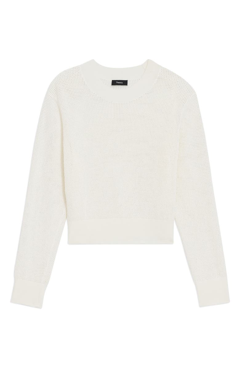 Theory Open Stitch Crewneck Sweater, Alternate, color, White