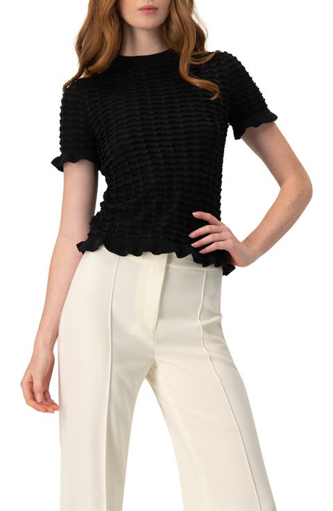 Knitted Short Sleeve Blouse