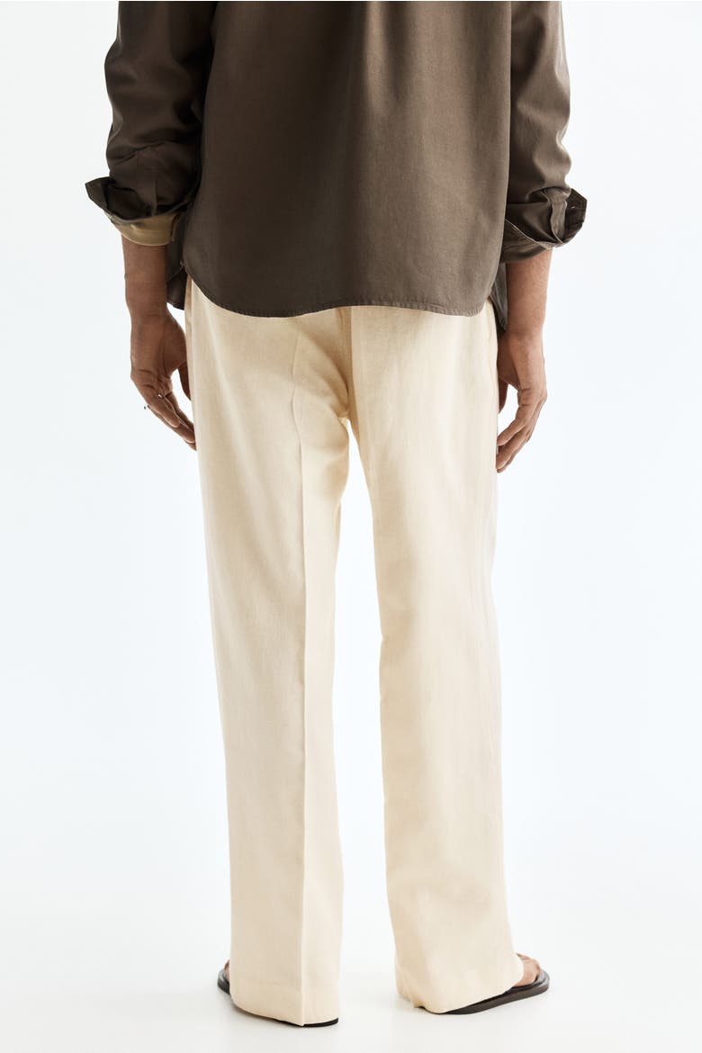 Loose Fit Linen-blend Trousers, Alternate, color, Cream
