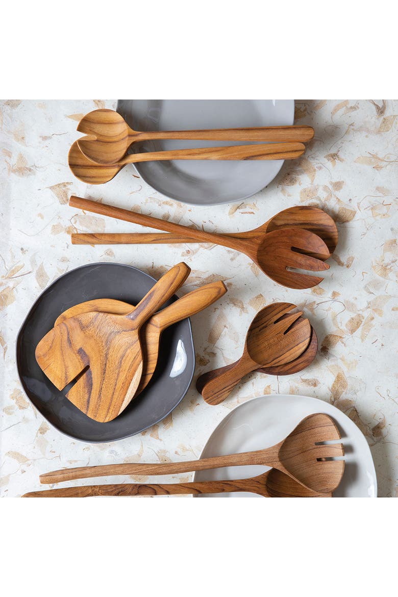 Teak Wide Serving Set, Alternate, color, Teak