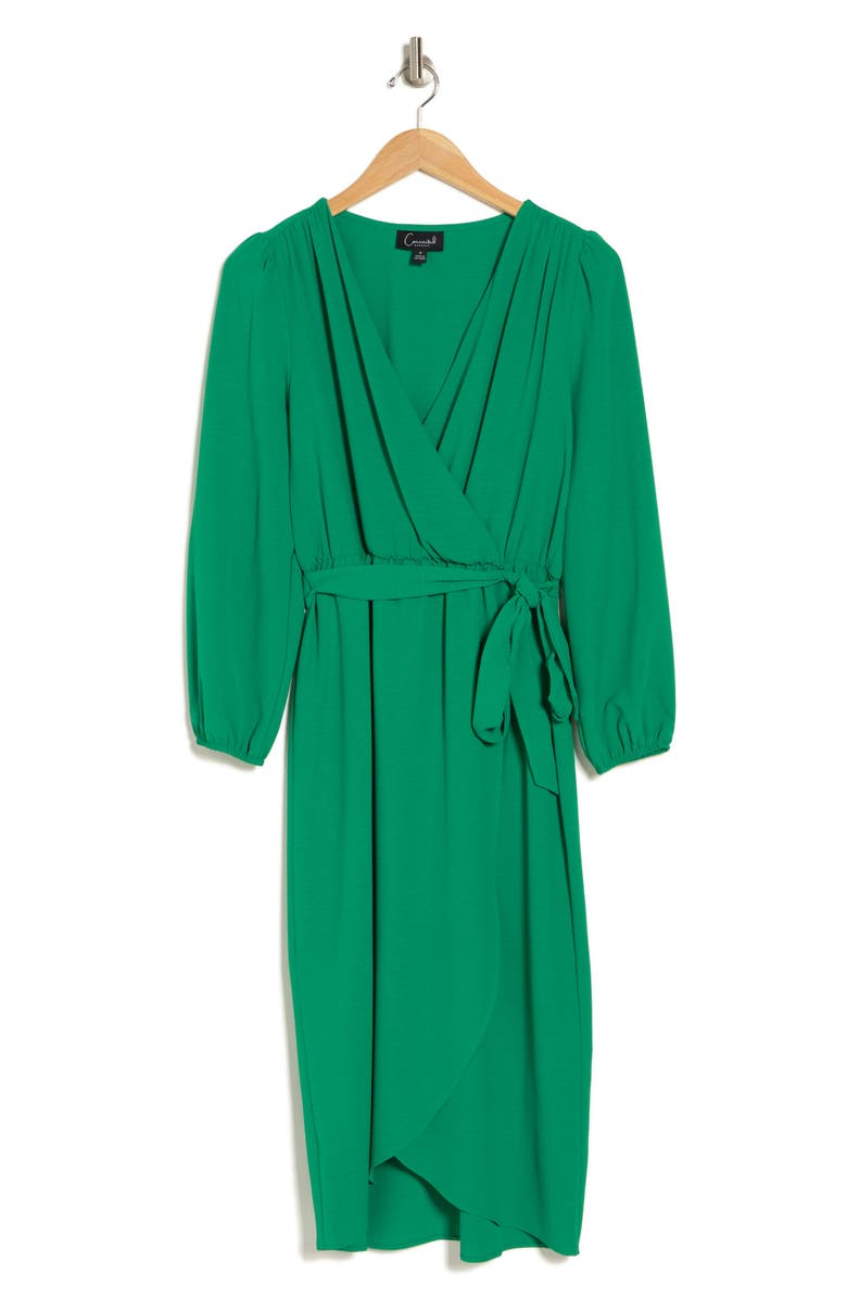 Connected Apparel Long Sleeve Faux Wrap Midi Dress, Alternate, color, 
