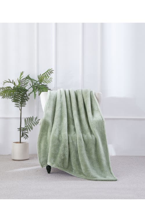 Bcbg Oversize High Pile Fleece Throw Blanket In Green