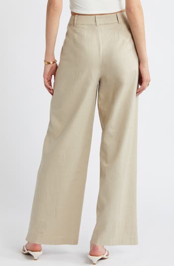 Open Edit Wide Leg Linen Blend Pants | Nordstrom