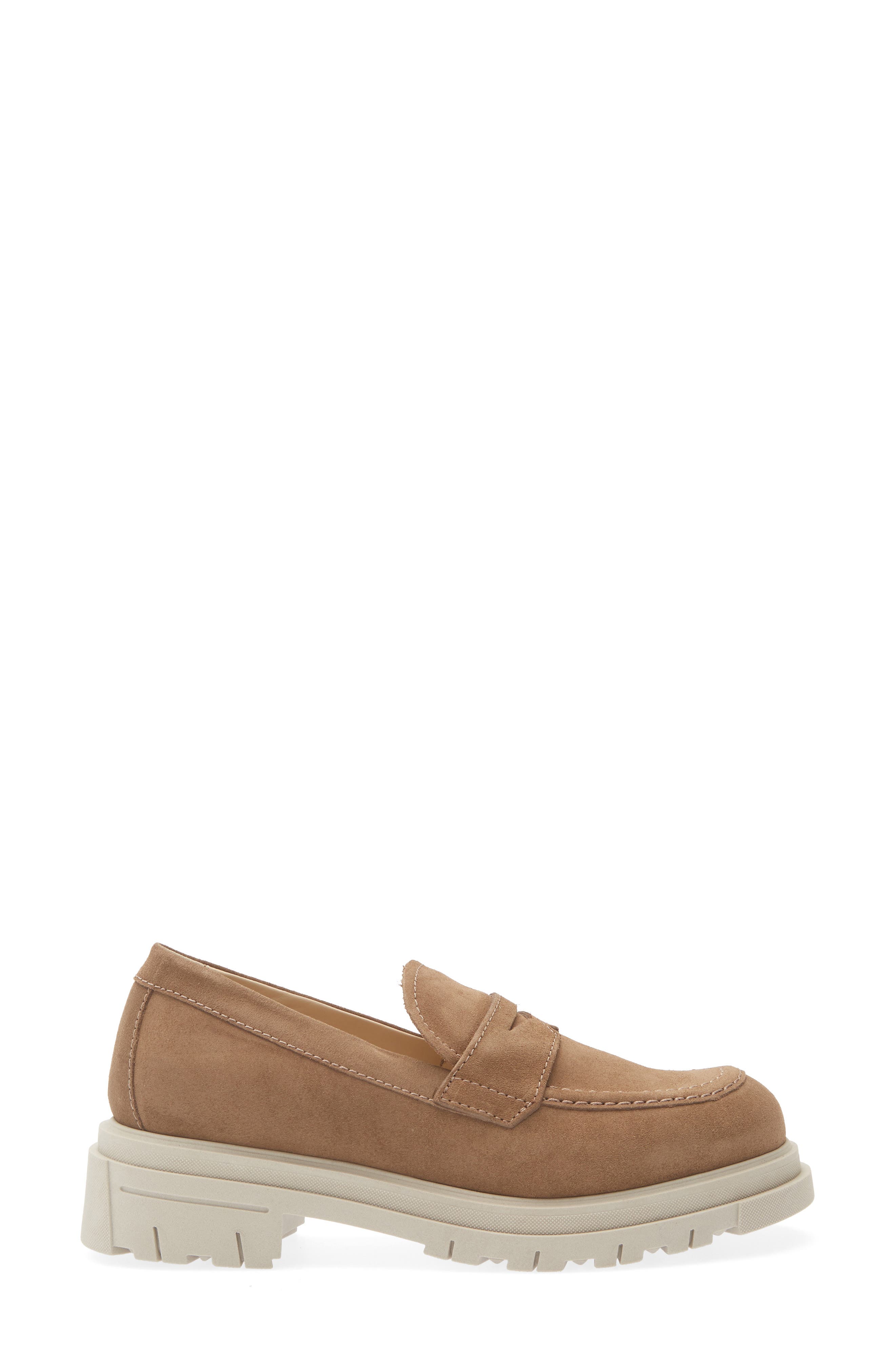 Domino Waterproof Penny Loafer, Alternate, color, TOAST SUEDE