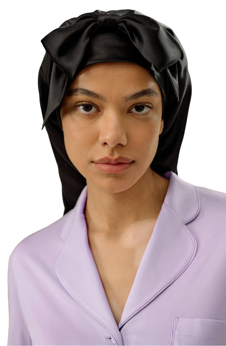 Lilysilk Silk Ribbon Braid Hair Cap, Main, color, Black