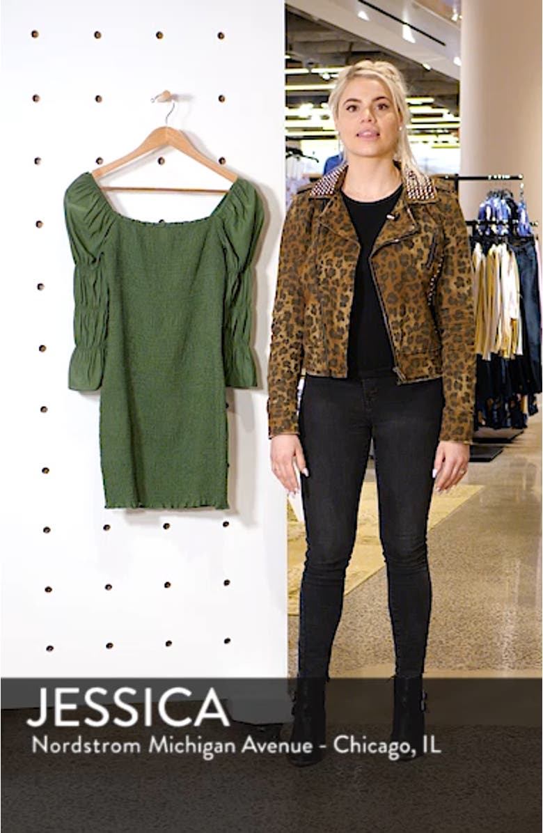 Smock Puff Sleeve Body-Con Minidress, sales video thumbnail