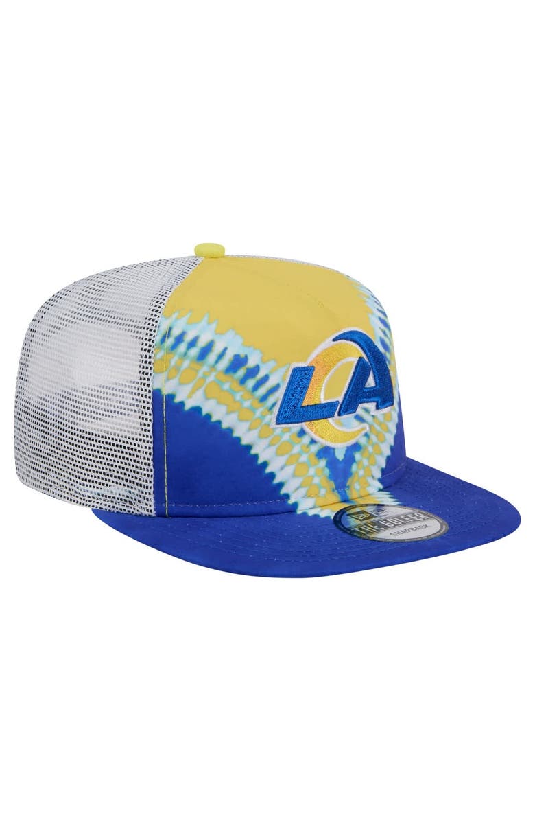New Era Men's New Era Gold/Royal Los Angeles Rams Throwback Dye Golfer Snapback Hat, Alternate, color, Gold