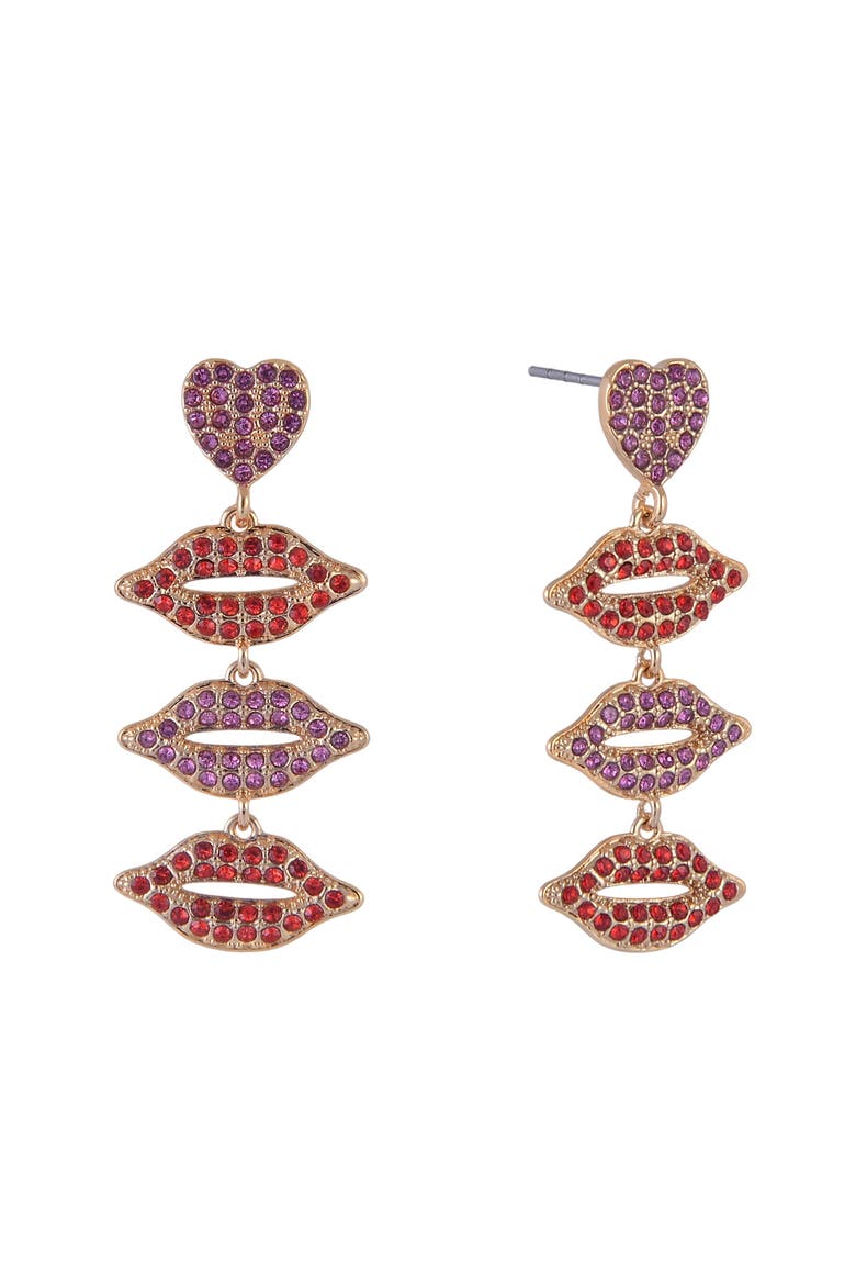 Stone Lip Linear Earrings, Main, color, Red