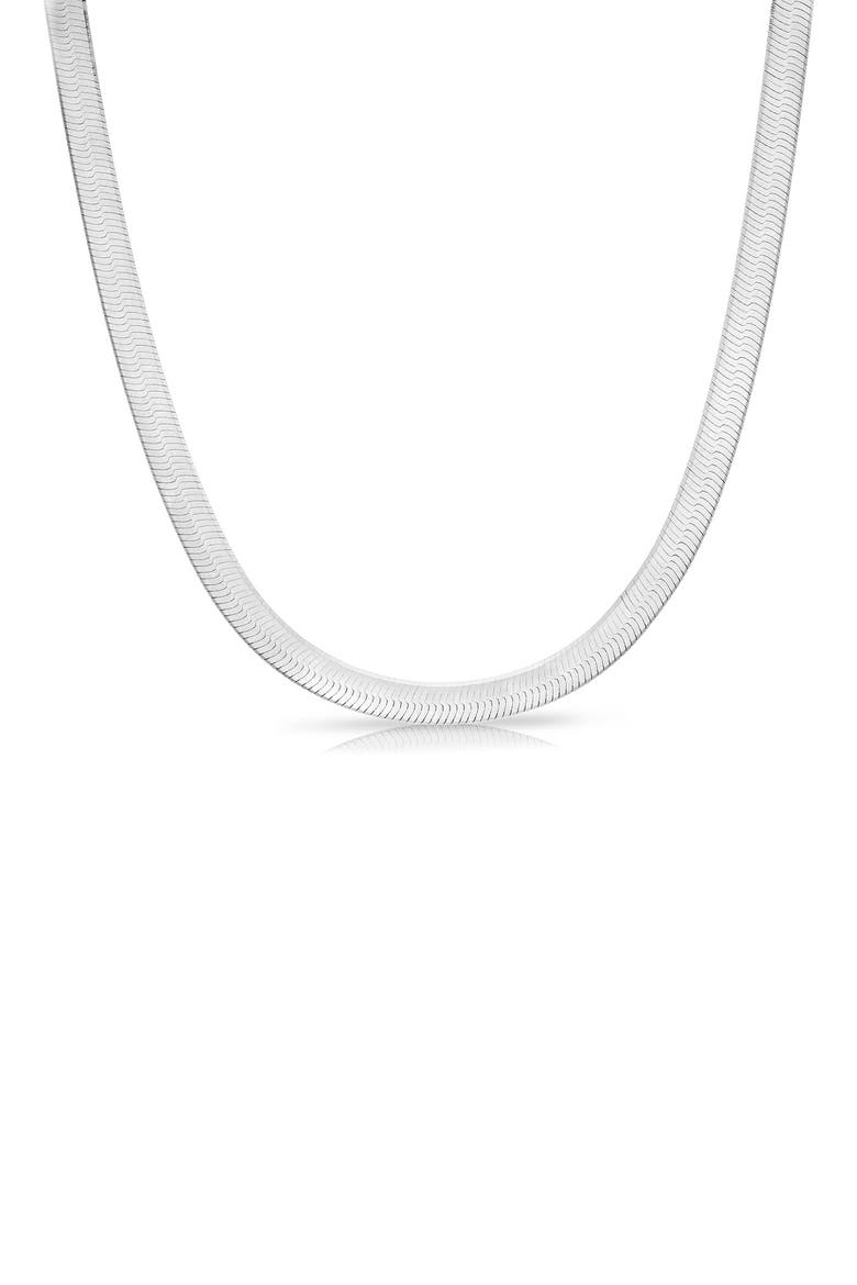 18K Yellow Gold Vermeil Herringbone Chain Necklace, Main, color, SILVER