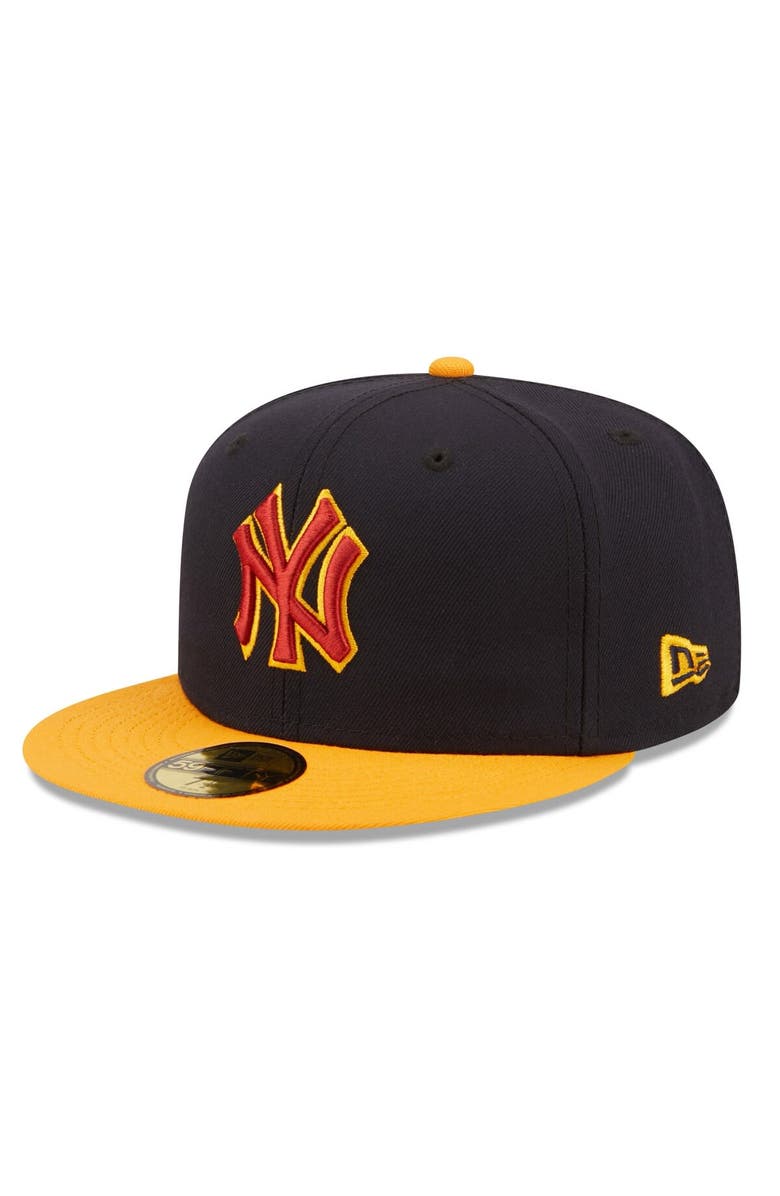 New Era Men's New Era Navy/Gold New York Yankees Primary Logo 59FIFTY Fitted Hat, Alternate, color,
