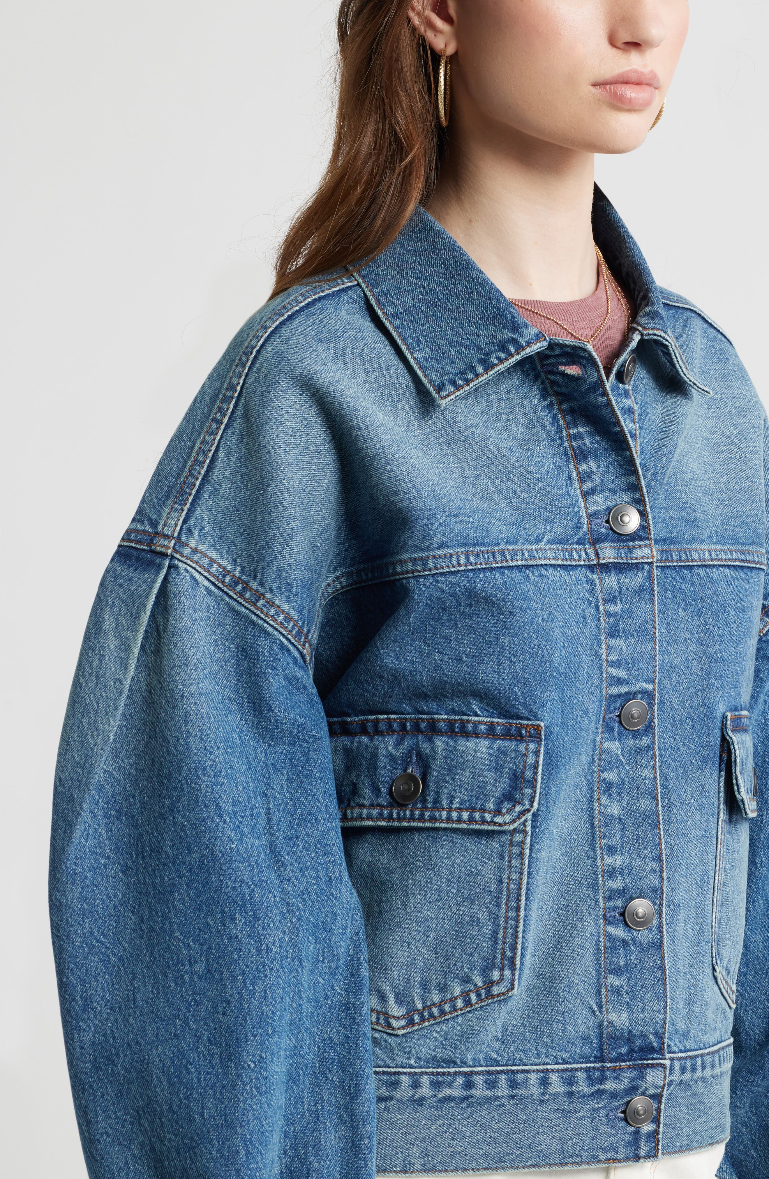 Puff Sleeve Denim Jacket (Women) | Nordstrom