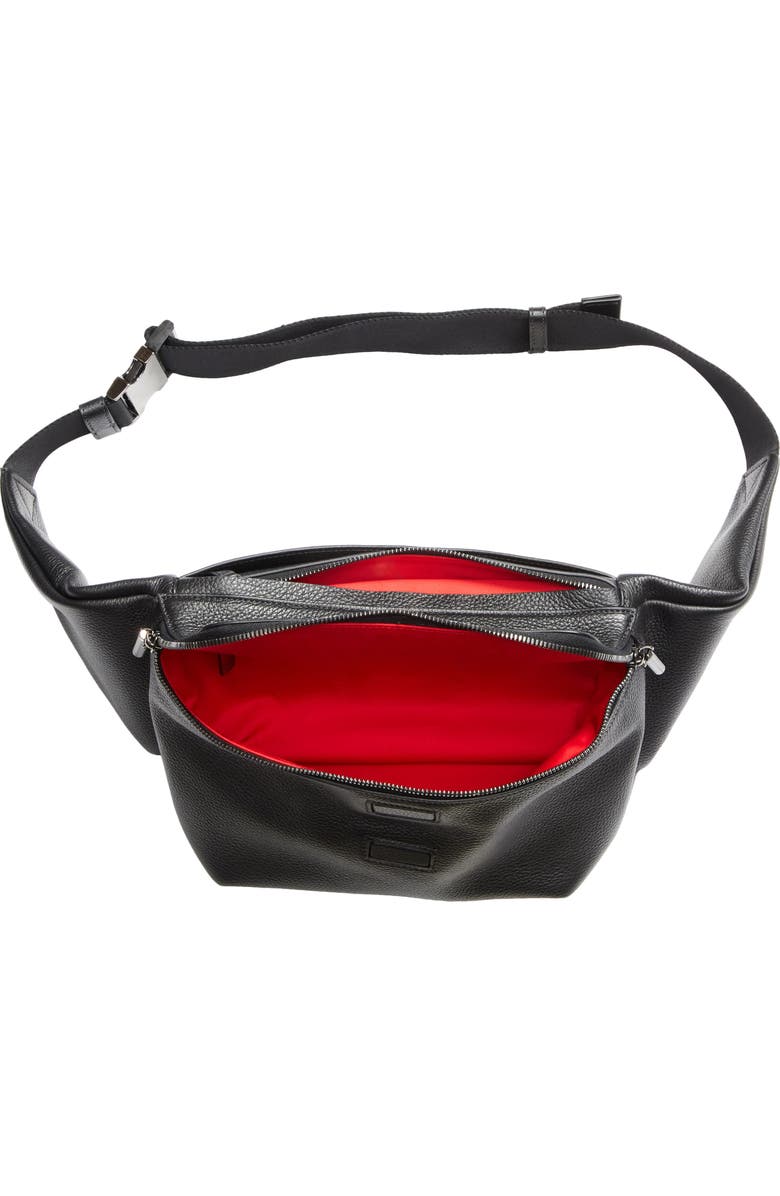 Christian Louboutin Stoic Calfkskin Leather Belt Bag, Alternate, color, Black