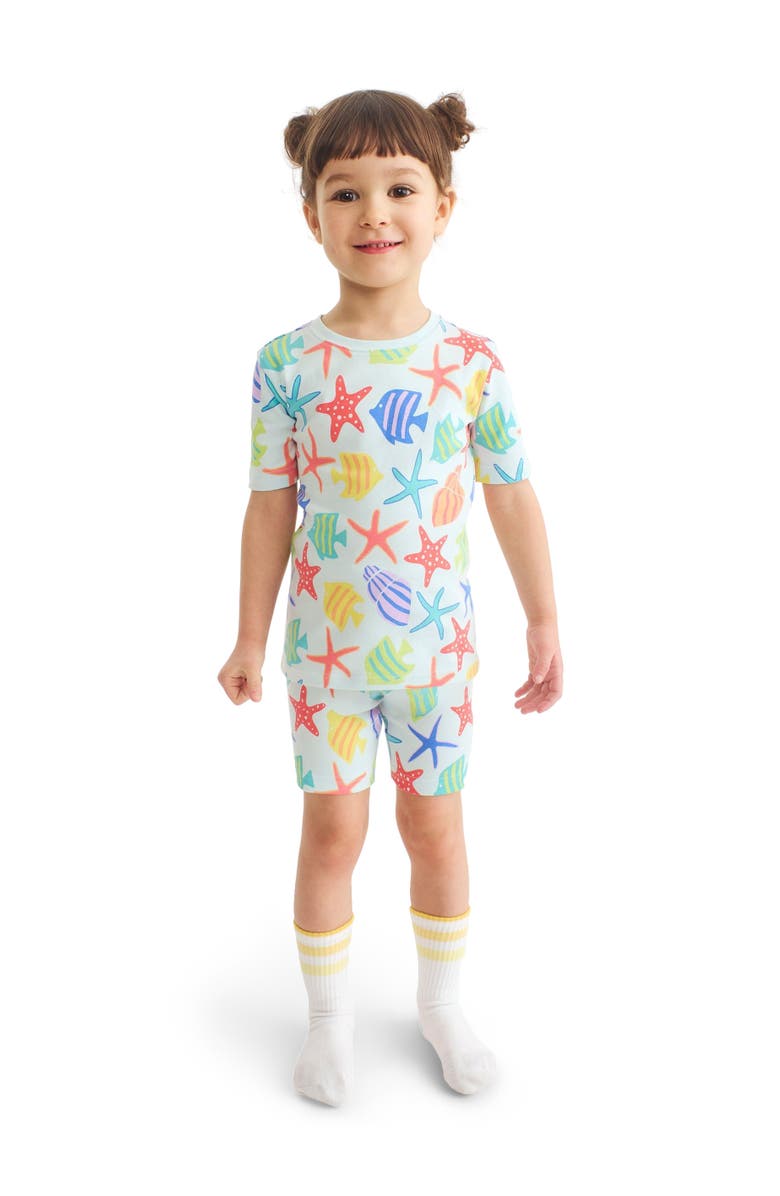 Primary Kids Organic Short Sleeve Pj Top In Seasonal Prints, Alternate, color, Saltwater Under The Sea