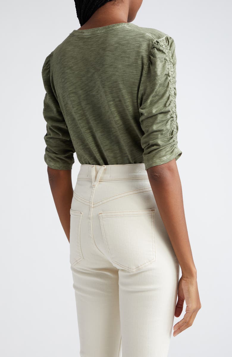 Veronica Beard Waldort Ruched Sleeve Pima Cotton Top, Alternate, color,