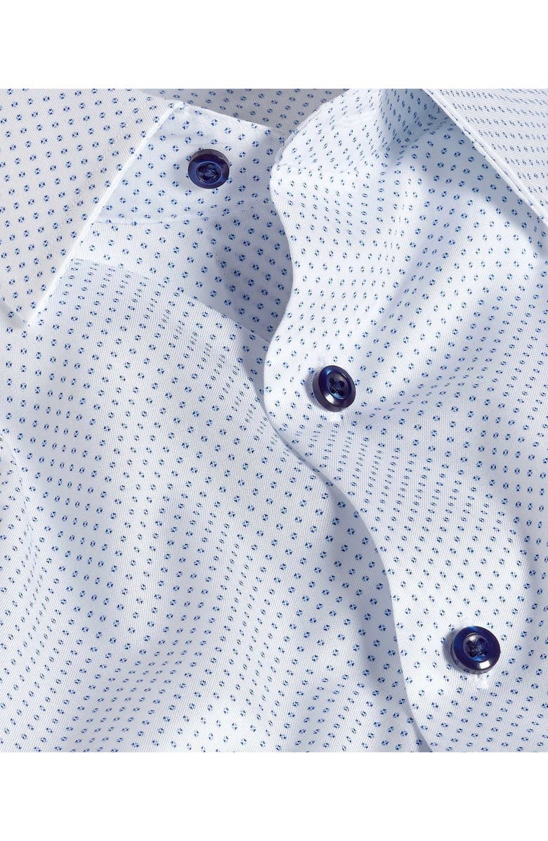 David Donahue Regular Fit Neat Cotton Dress Shirt, Alternate, color, White/ Navy