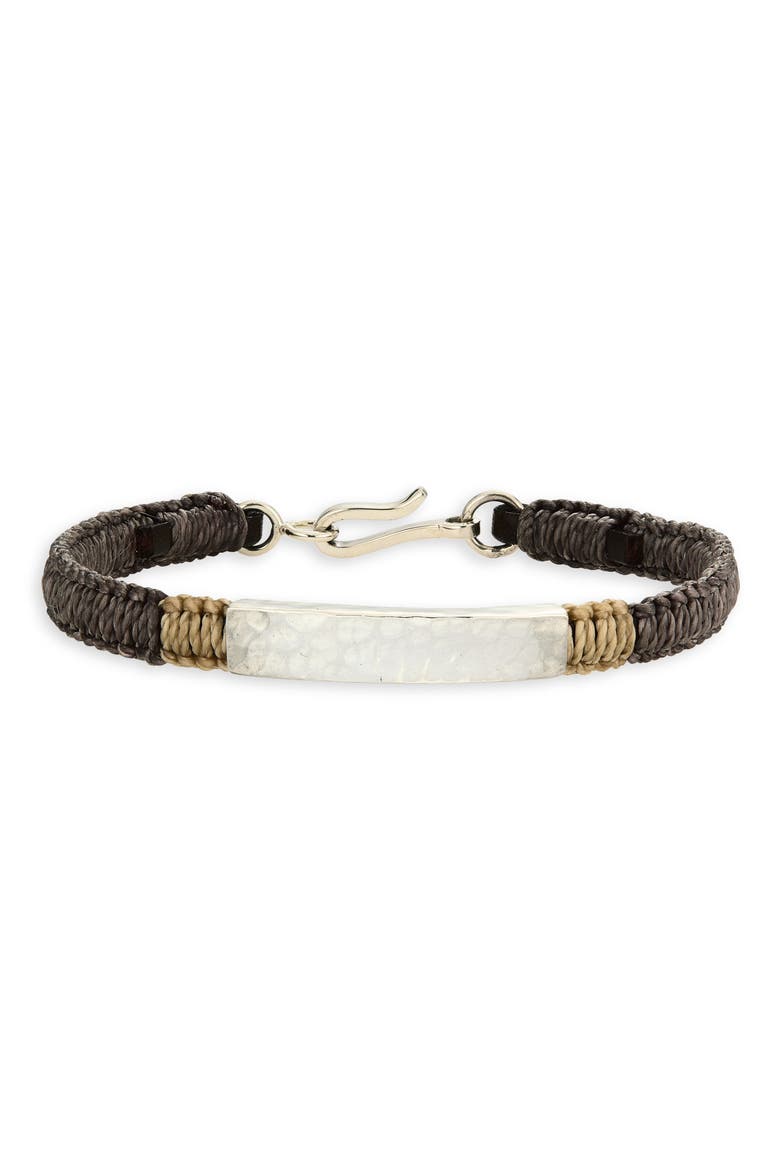 Men's Macrame Hammered ID Bracelet, Main, color, GREY COMBO