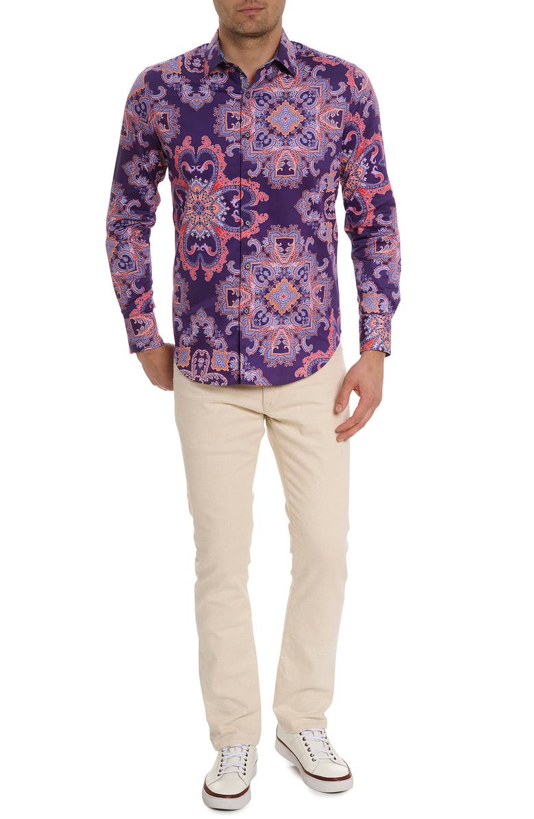 Robert Graham Casino Royale Classic Fit Paisley Print Cotton Button-Up Shirt, Alternate, color,