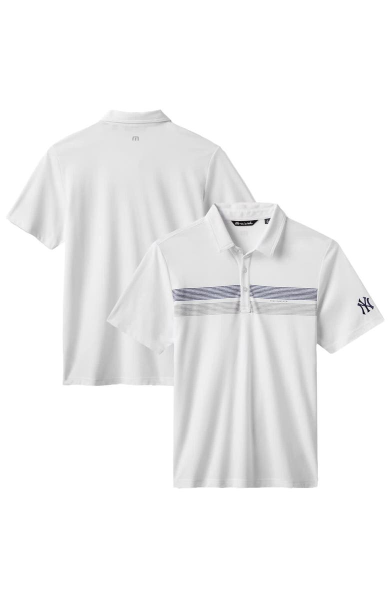 TravisMathew Men's TravisMathew White New York Yankees Top Recruit Tri-Blend Polo, Main, color, White