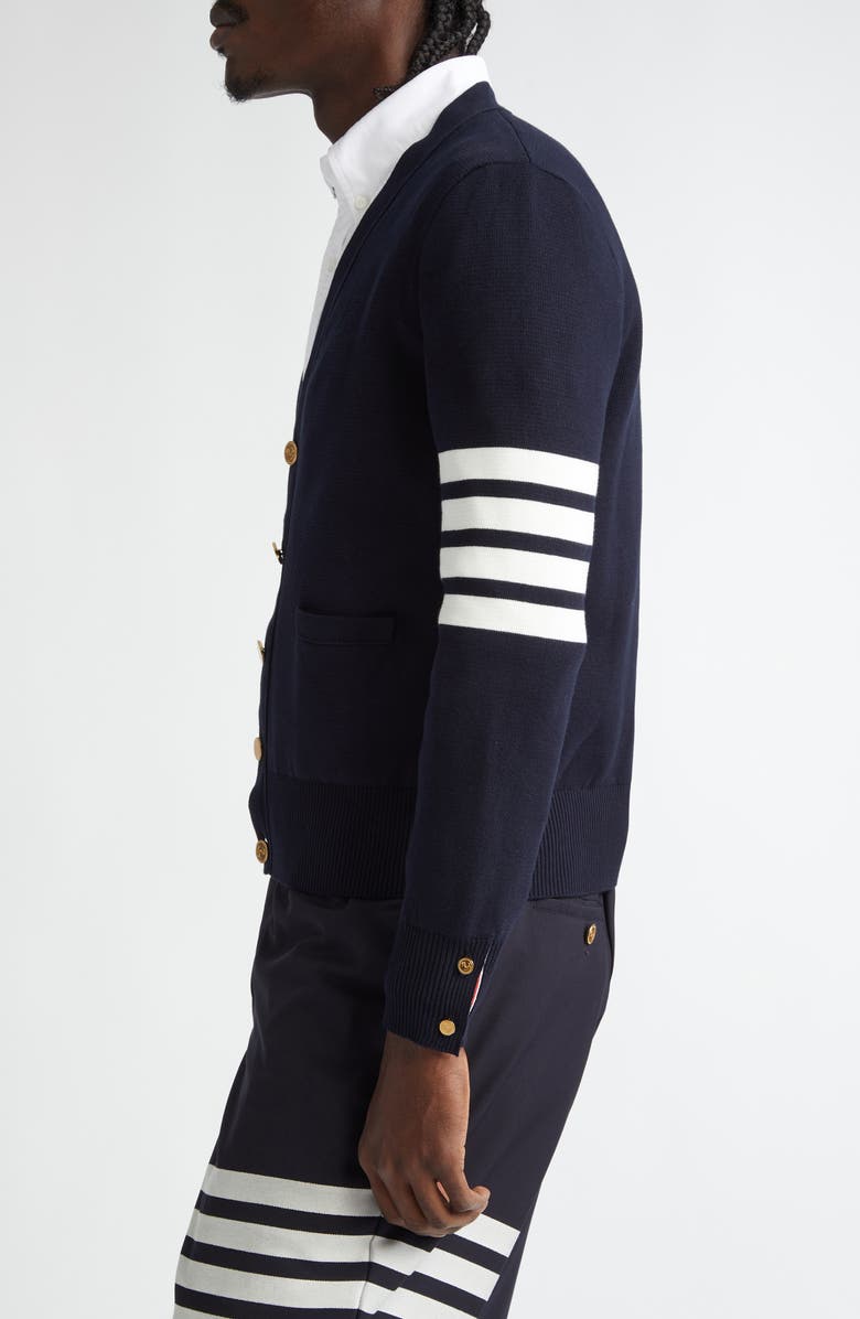 Thom Browne 4-Bar Milano Knit Cardigan, Alternate, color, Navy