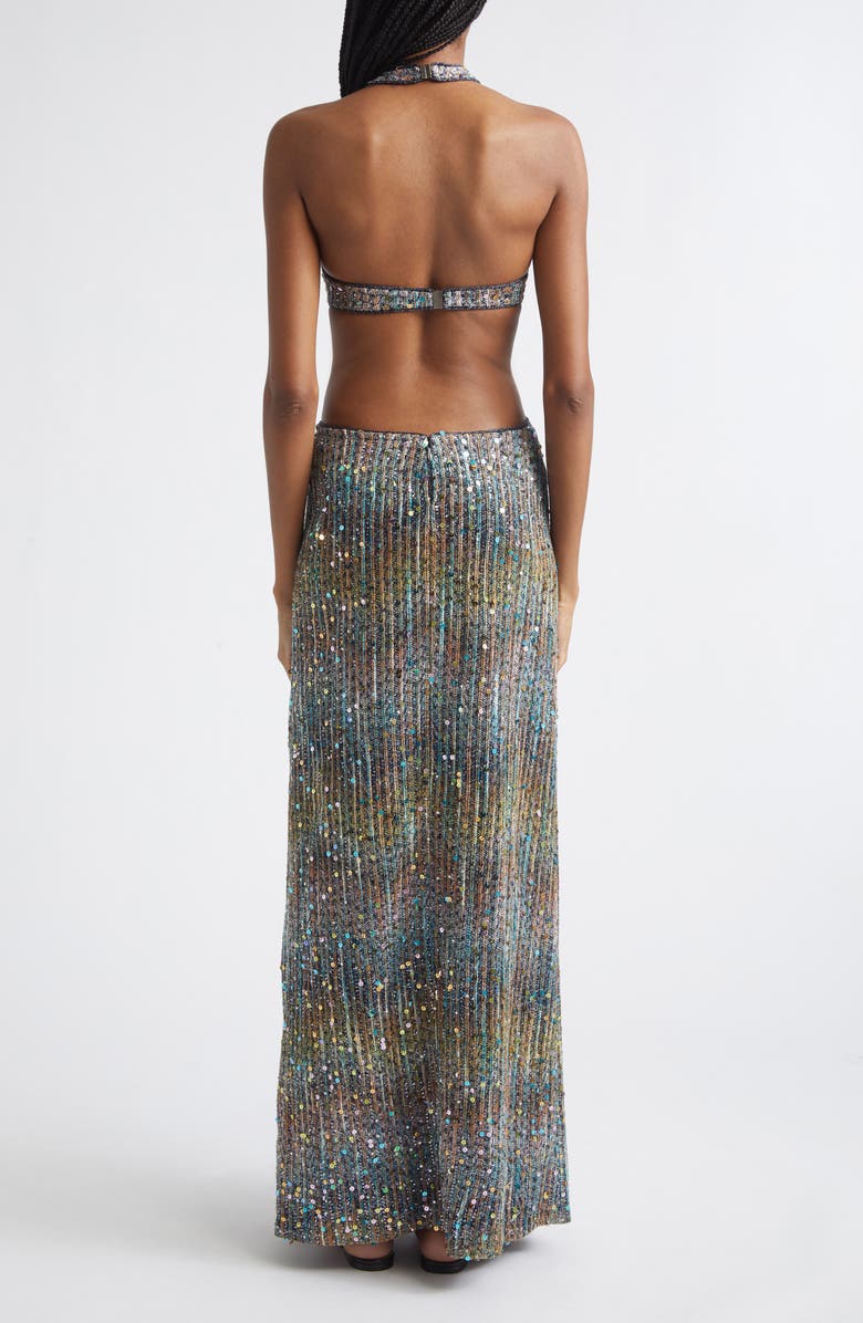 Missoni Metallic Cutout Dress, Alternate, color, Multi Brown Blue White