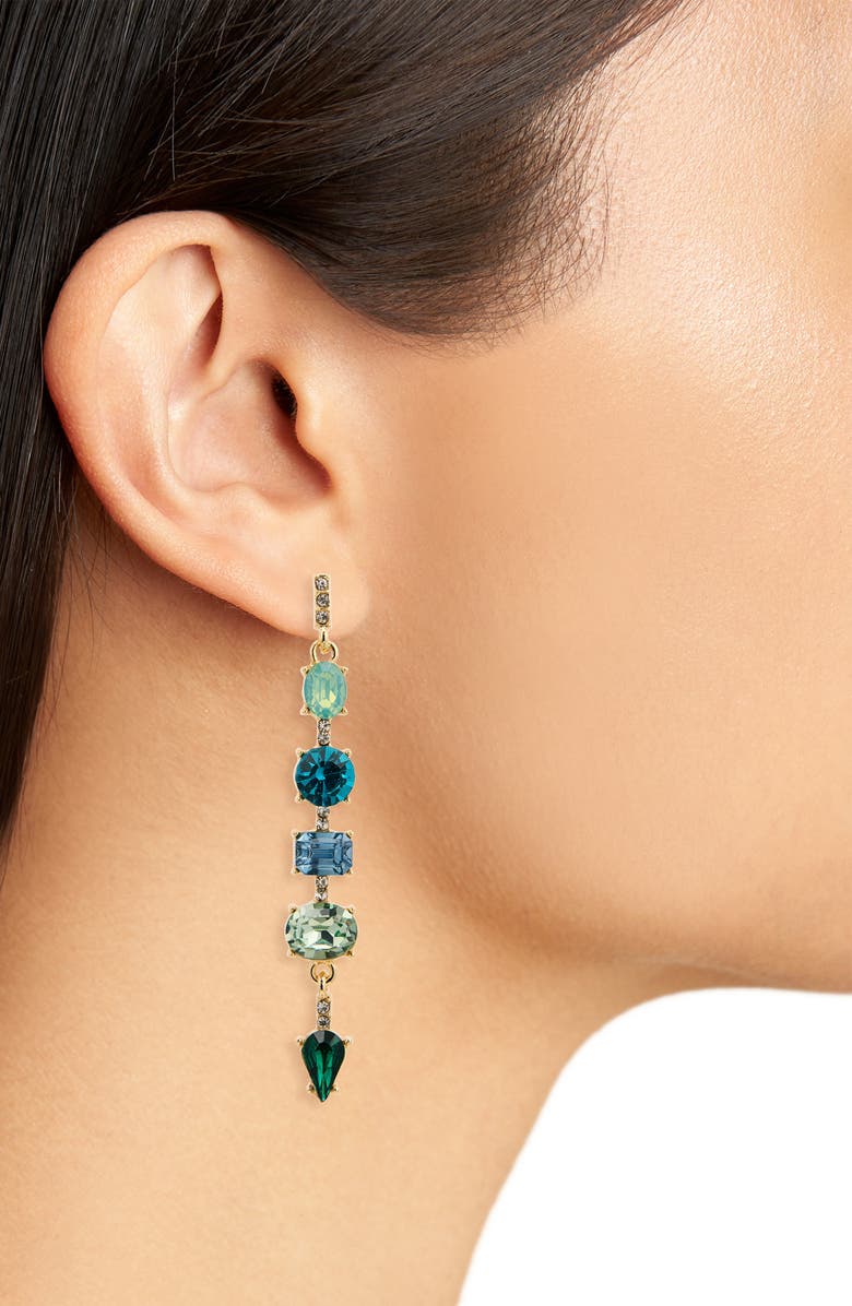 Cara Crystal Linear Drop Earrings, Alternate, color, Blue/ Multi