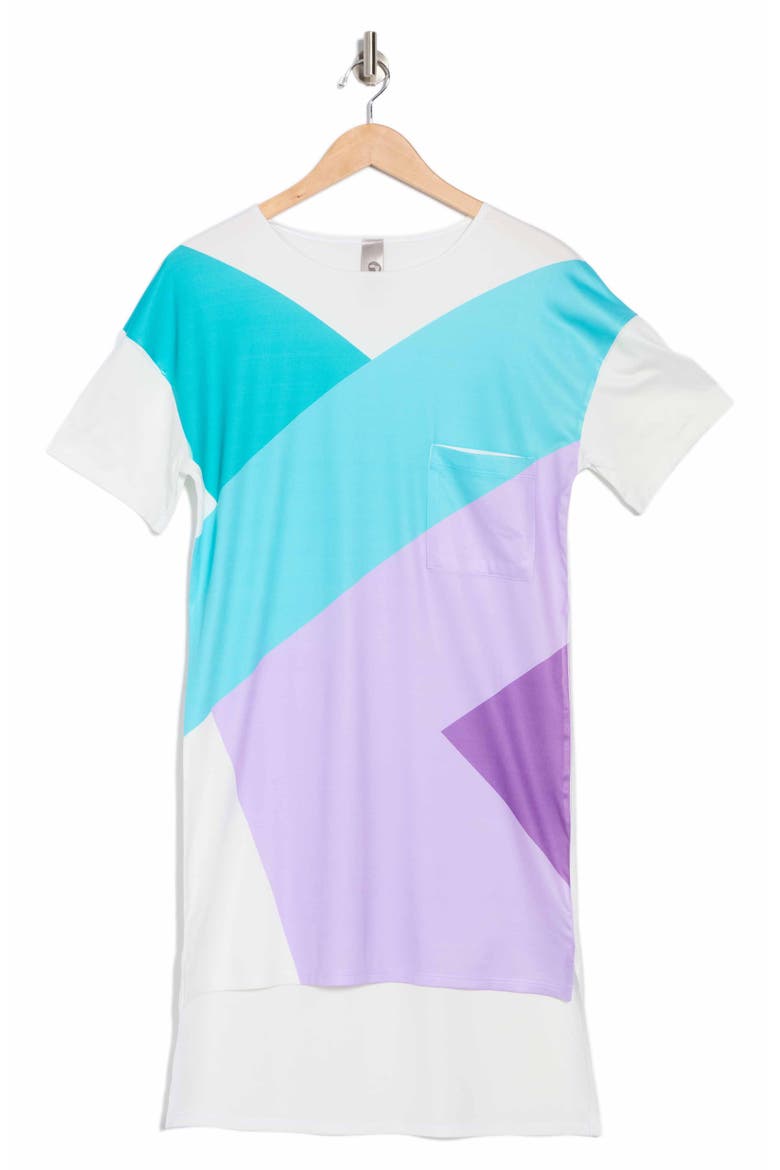 High Low Tunic T-Shirt Dress, Alternate, color, WHITE LAVNDER MINT STATUE PRNT