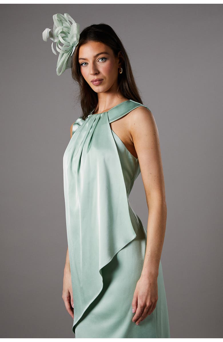 Coast Sleeveless Satin Frill Midi Dress, Alternate, color, Sage