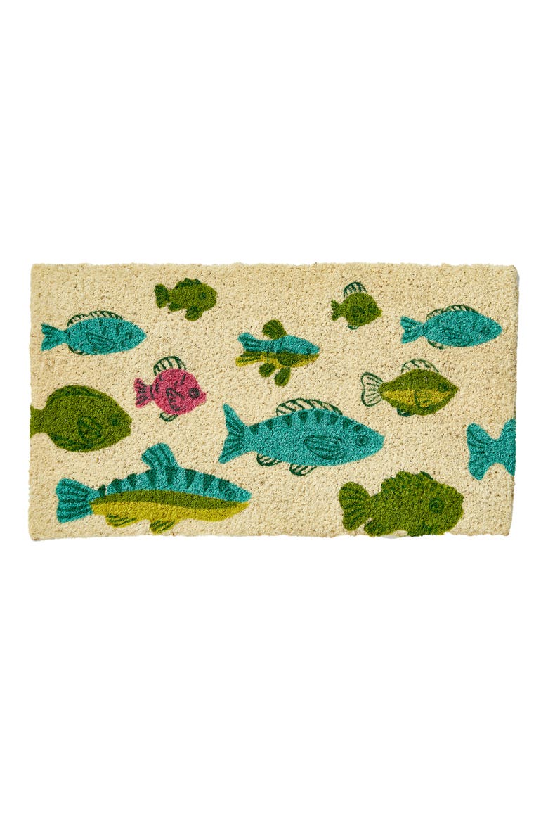 Fish Swimming Non-Slip Coir Mat Multi Coir Summer, Main, color, Beige