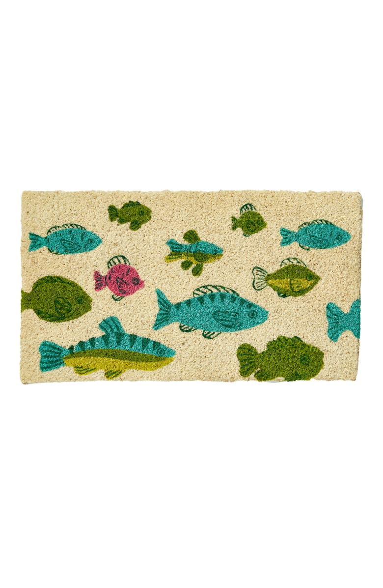 tag Fish Swimming Non-Slip Coir Mat Multi Coir Summer, Main, color, Beige