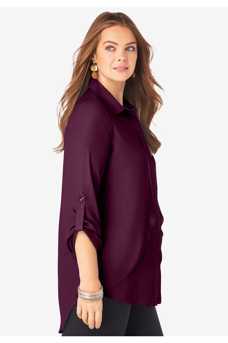 Georgette Overlay Big Shirt, Alternate, color, NAVY