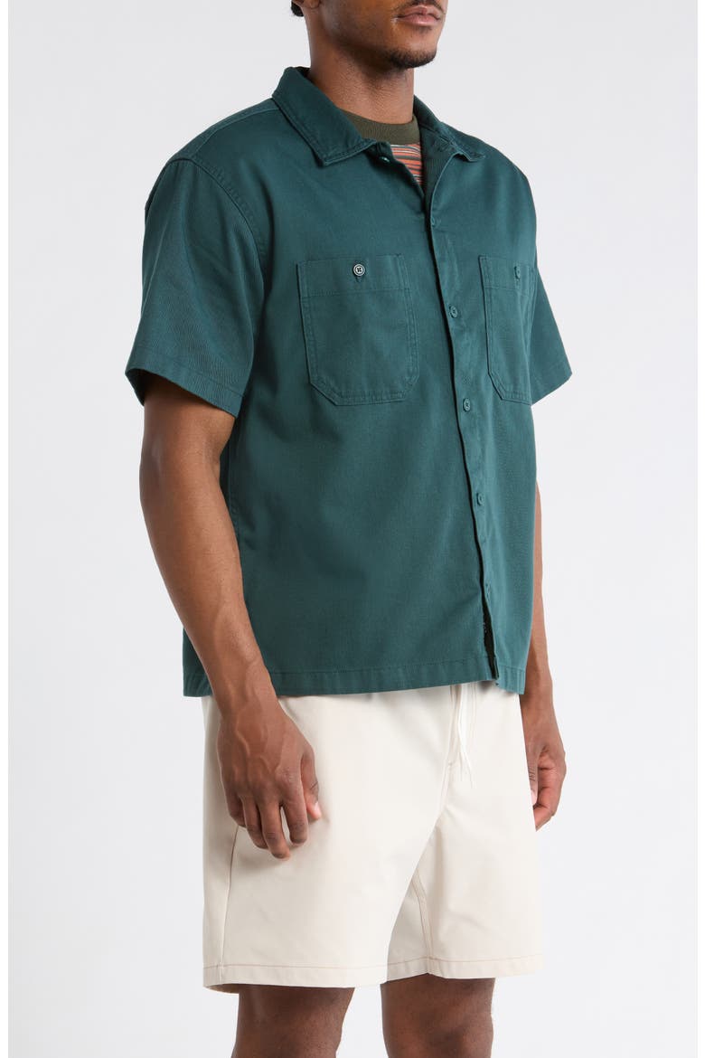Larkspur Short Sleeve Cotton Button-Up Work Shirt, Alternate, color, MYSTIC MOSS