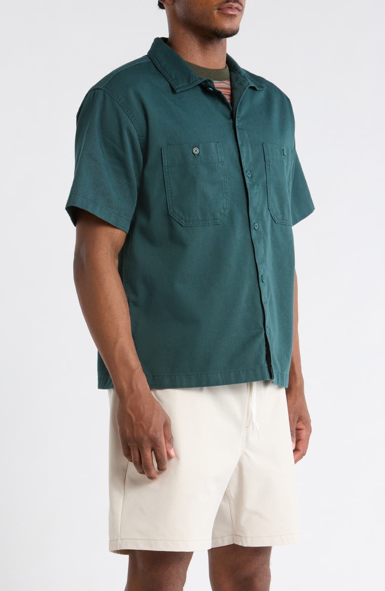 Vans Larkspur Short Sleeve Cotton Button-Up Work Shirt, Alternate, color, Mystic Moss