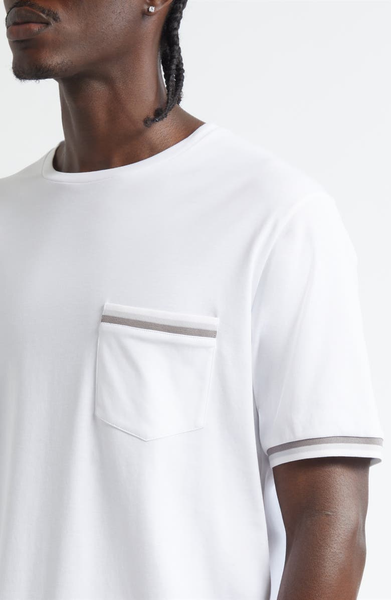 Herno Stripe Trim Cotton Jersey T-Shirt, Alternate, color, White