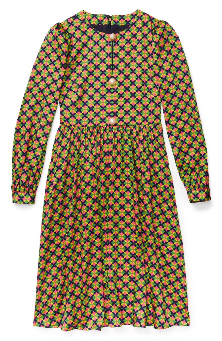 Kate Spade New York patio tile imitation pearl button long sleeve dress | Nordstrom Kate Spade New York patio tile imitation pearl button long sleeve dress | Nordstrom