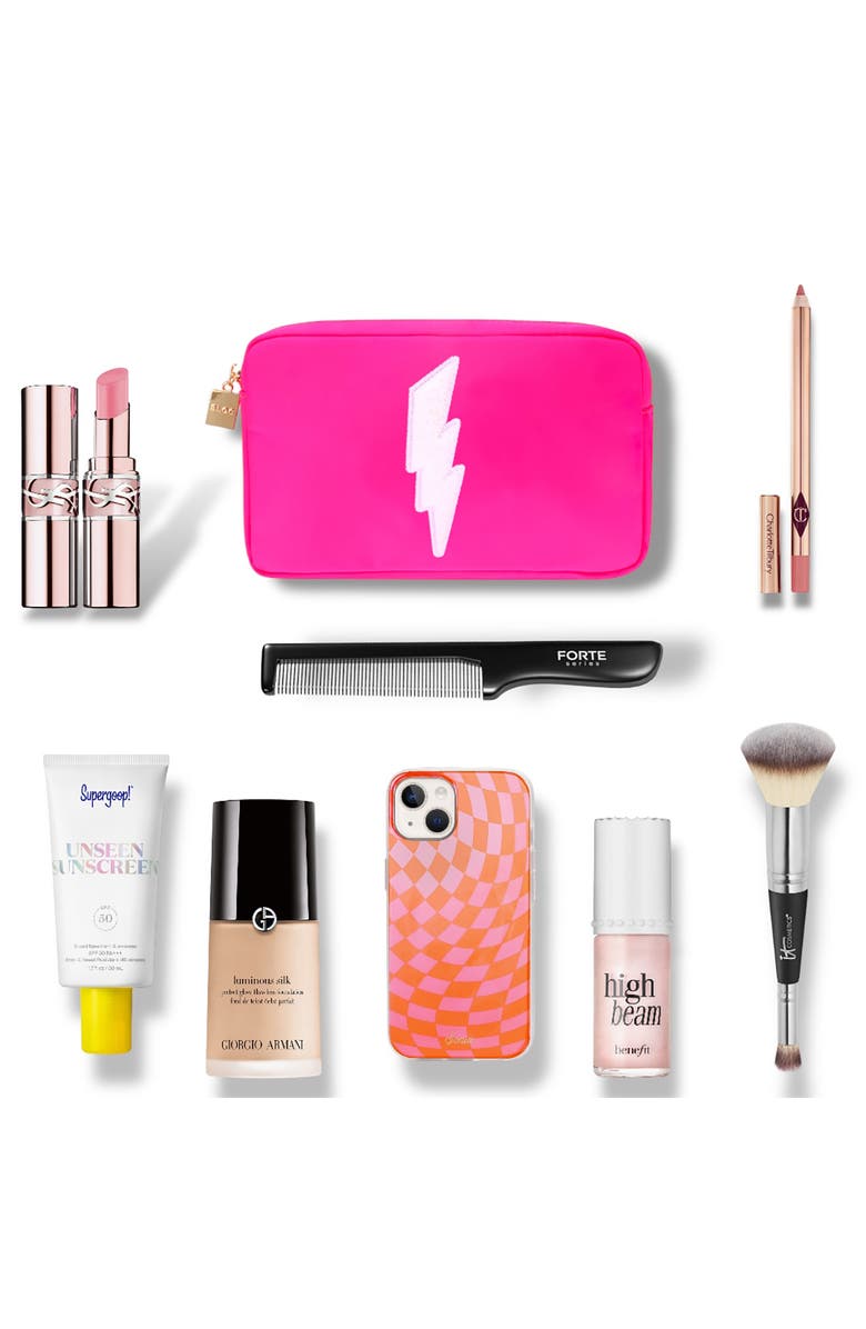 Bloc Bags Medium Lightning Bolt Cosmetics Bag, Alternate, color, Hot Pink