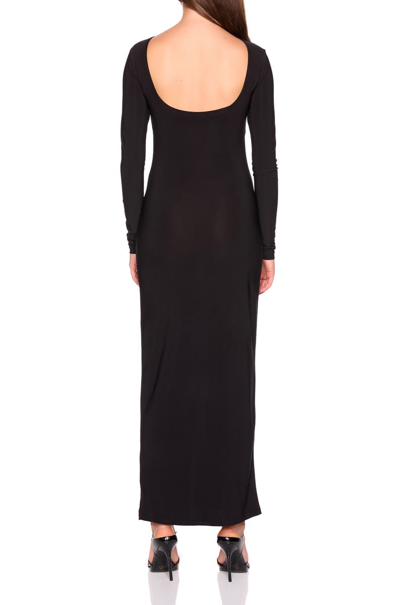 Susana Monaco Long Sleeve Side Slit Maxi Dress, Alternate, color, Black