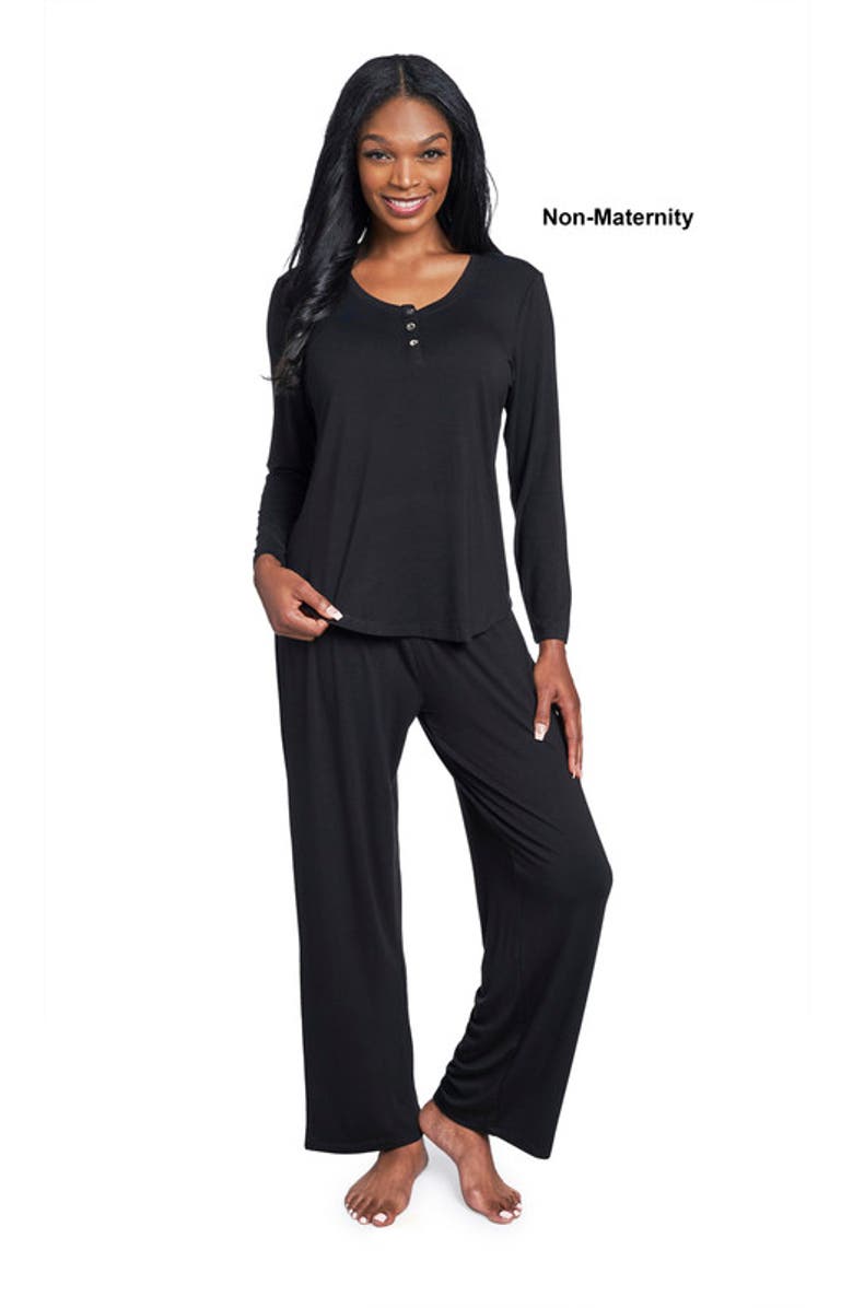 Everly Grey Laina During & After 2-Piece Maternity/Nursing Sleep Set, Alternate, color, Black