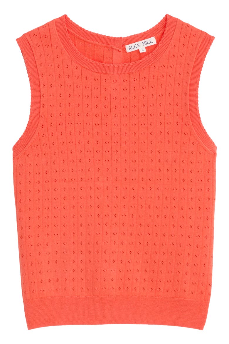Odette Cotton & Cashmere Pointelle Sweater Tank, Alternate, color, CORAL