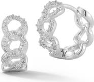 GLAZE JEWELRY Cubic Zirconia Curb Link Huggie Hoop Earrings