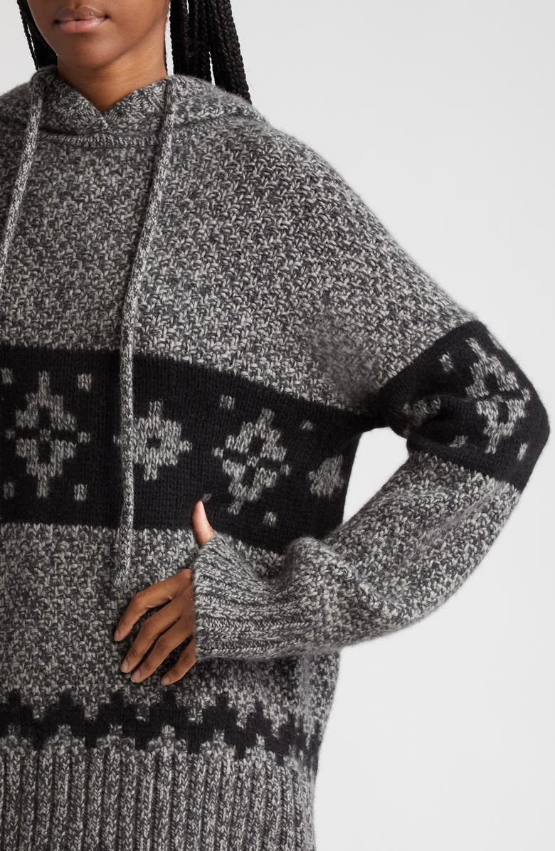 Khaite Dobbi Fair Isle Oversize Cashmere Hoodie, Alternate, color, 